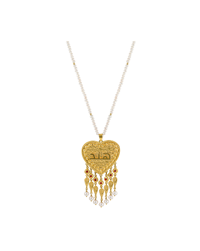 Sirr heart necklace with pearl chain